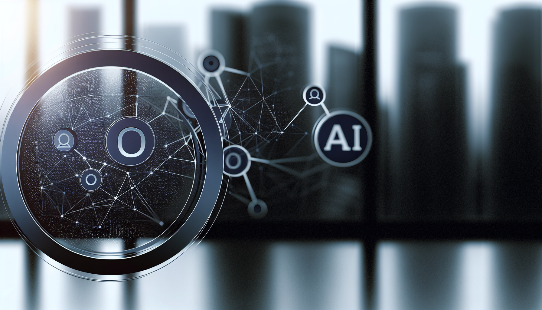 Diagram showing entity SEO architecture with nodes, schema markup symbols, and AI integrations