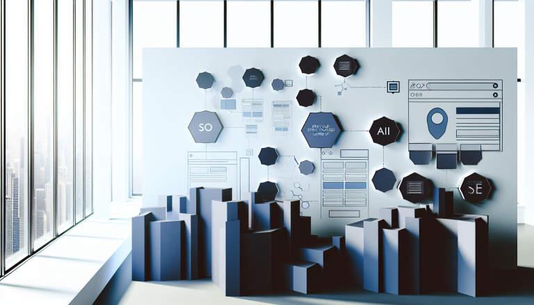 Diagram showing SEO architecture for AI-driven search with structured data and entity optimization