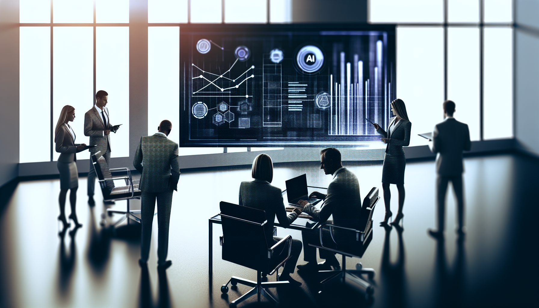 AI-driven SEO architecture dashboard on a laptop screen